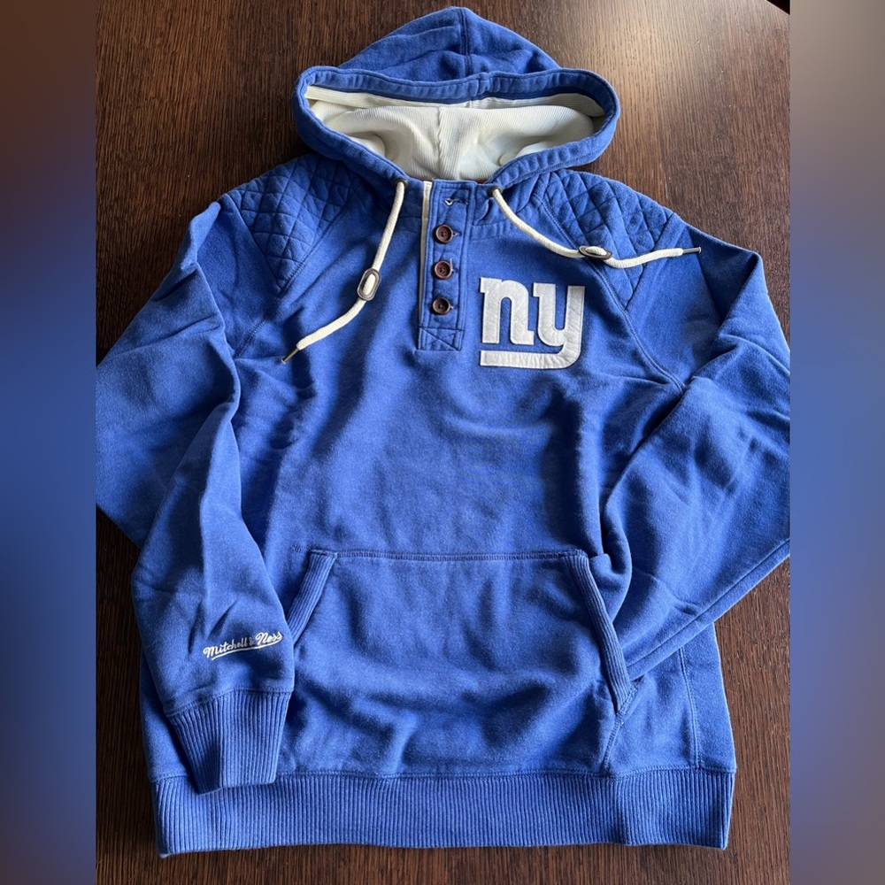 New York Giants NFL Mitchell & Ness Throwback Royal Blue NY Hoodie. Size LARGE.